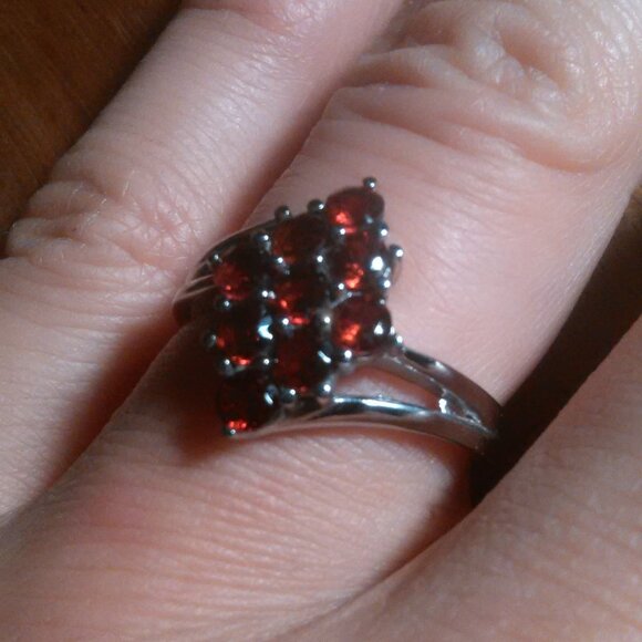 Mozambique Garnet Stainless Steel Ring (Size 7) - Picture 4 of 13